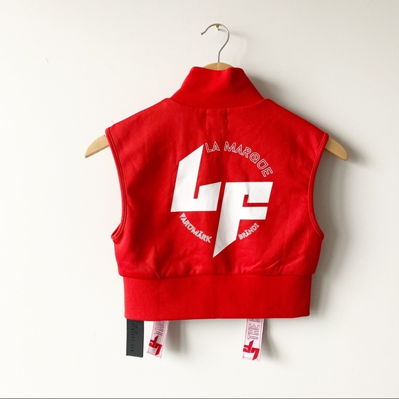 💙5/$30 LF Red Cropped Sleeveless Jacket Zip - Picture 6 of 6
